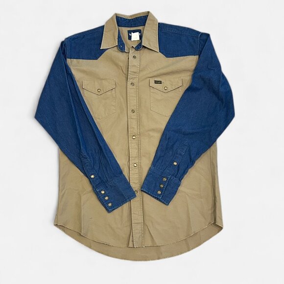 Vintage Wrangler Western Shirt Men's L Snap Brush Popper Cowboy Corral Americana - Picture 1 of 6